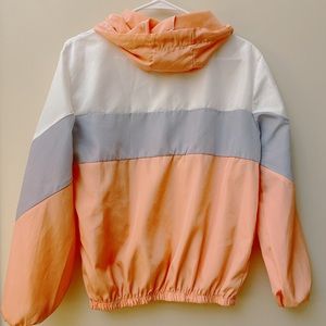 Vintage white, gray and pink zipperfront windbreaker...